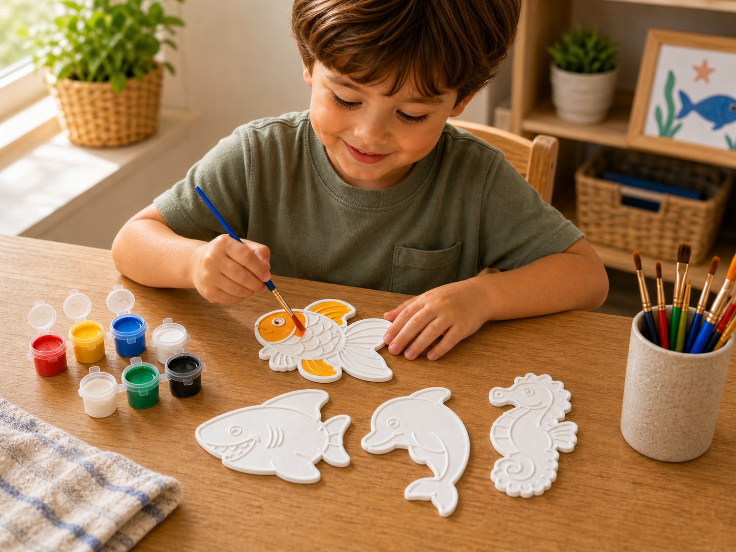 Fish_Goldfish_Shark_Dolphin_SeaHorse_kid-painting