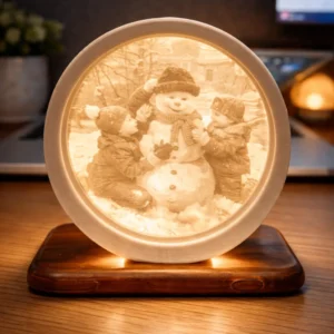 Custom Circular Lithophane Photo Lamp | Personalized Photo Gift India product image