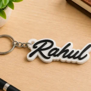 Personalized 3D Printed Name Keychain Black White | Custom Gift India - personalized name keychain