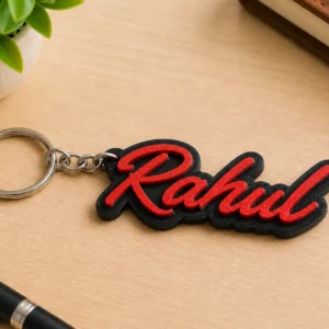 Personalized 3D Printed Name Keychain (Red/Black)- for Car, Bike, Bag, Gifts India - Free Shipping product image
