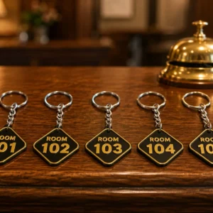 3D Printed Hotel Room Key Tags Set of 5 | Black Gold Room Numbers - hotel room key tags
