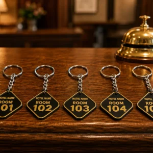 Custom 3D Printed Hotel Room Key Tags with Hotel Name | Set of 5 - custom hotel room key tags
