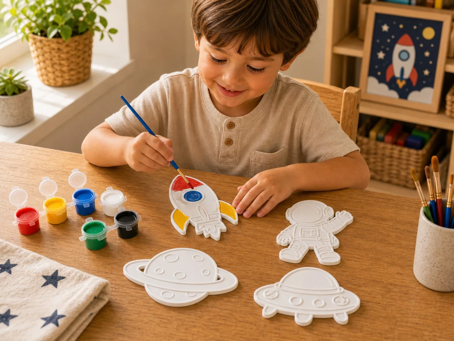 Kids DIY Space Painting Kit | 3D Printed Return Gift Set of 4 - kids space painting kit