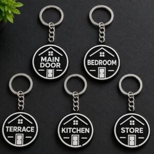 Home Key Tags Set of 5 - Classic Black & White | Main Door, Bedroom, Kitchen, Store & Terrace - home key tags set